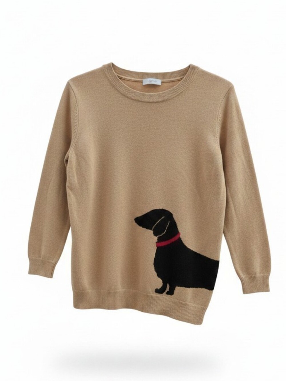 LOFT Tan Sweater with Black Dachshund